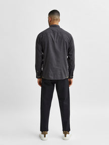 Slim Flannel Shirt - Black Melange