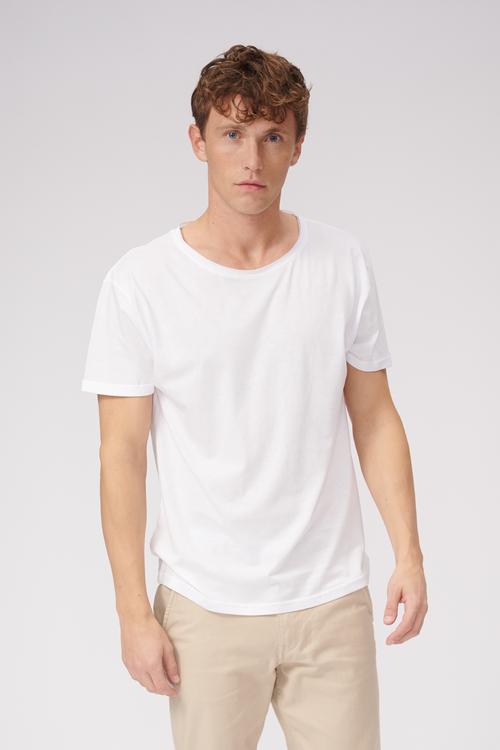 Raw Neck T-shirt - White - TeeShoppen - White