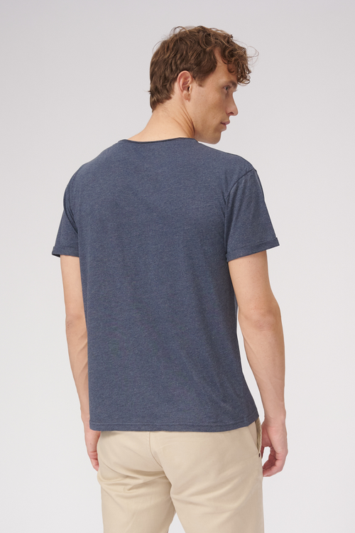 Raw Neck T-shirt - Mottled Blue - TeeShoppen - Blue