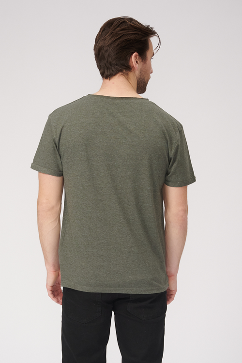 Raw Neck T-shirt - Mottled Green - TeeShoppen - Green