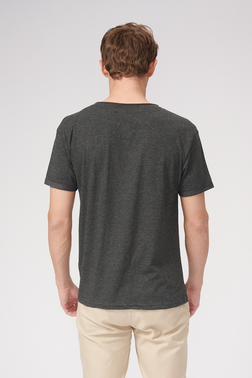 Raw Neck T-shirt - Dark Grey - TeeShoppen - Grey