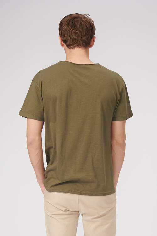 Raw Neck T-shirt - Olive Green - TeeShoppen - Green