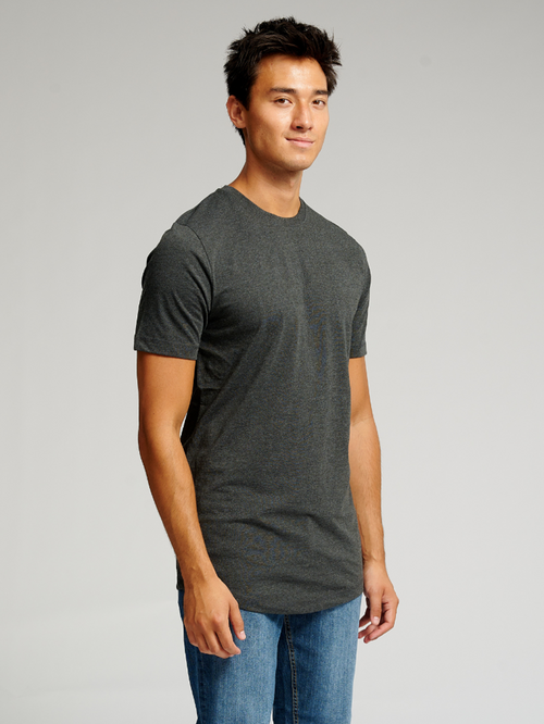 Long T-shirt - Dark Grey Melange - TeeShoppen - Grey