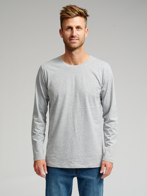 Basic Long-sleeved T-shirt - Grey - TeeShoppen - Grey