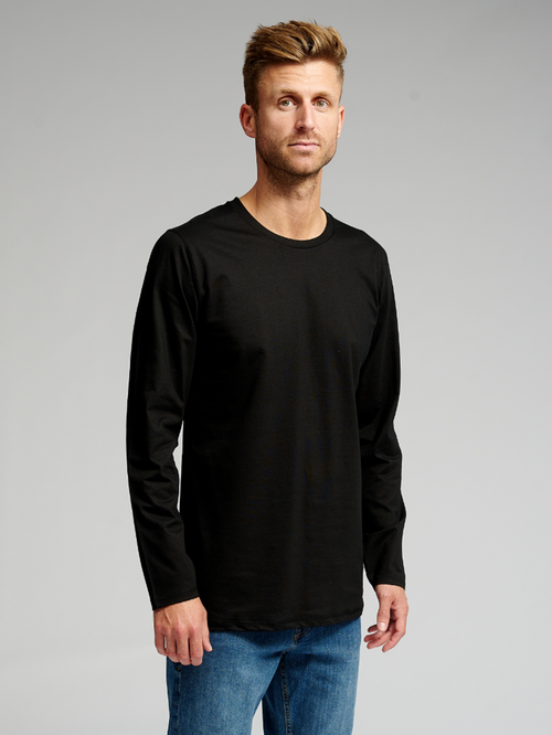 Basic Long-sleeved T-shirt - Black - TeeShoppen - Black