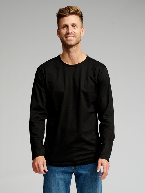 Basic Long-sleeved T-shirt - Black - TeeShoppen - Black