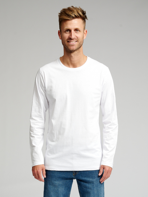 Basic Long-sleeved T-shirt - White - TeeShoppen - White