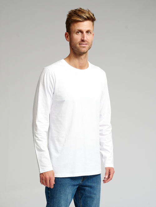 Basic Long-sleeved T-shirt - White - TeeShoppen - White