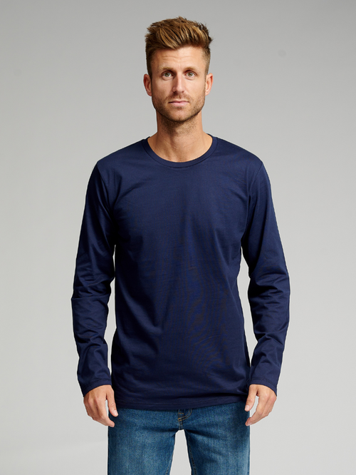 Basic Long-sleeved T-shirt - Navy - TeeShoppen - Blue