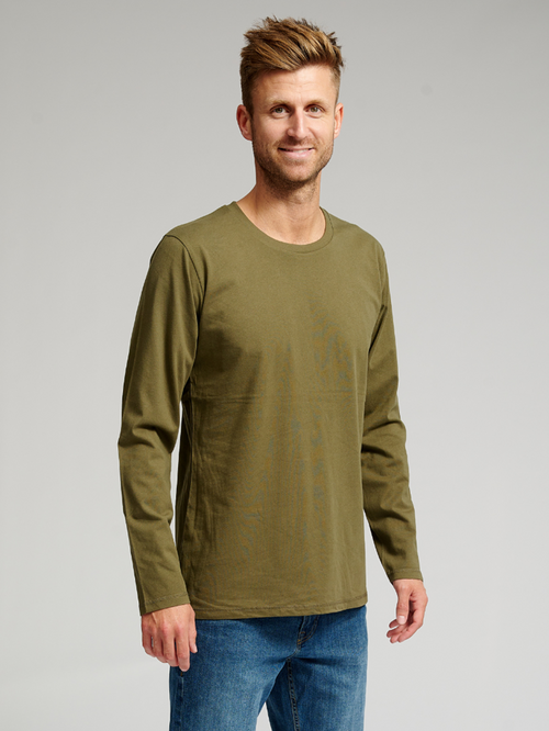 Basic Long-sleeved T-shirt - Army Green - TeeShoppen - Green