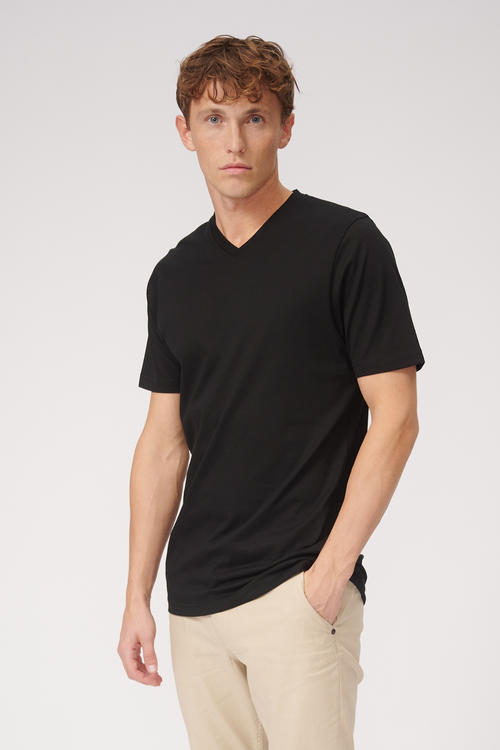 Basic Vneck t-shirt - Black - TeeShoppen - Black
