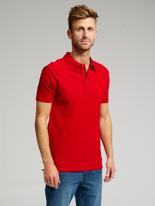 Muscle Polo Shirt - Red - TeeShoppen - Red