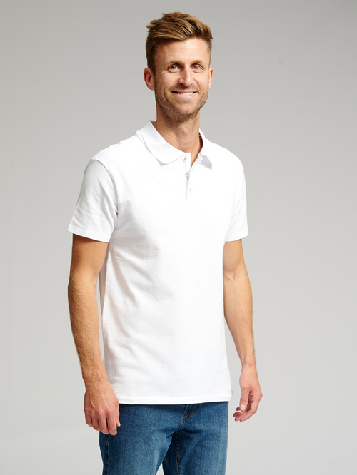 Muscle Polo Shirt - White - TeeShoppen - White