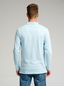 Muscle Long Sleeve Polo Shirt - Light blue