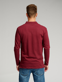 Muscle Long Sleeve Polo Shirt - Burgundy