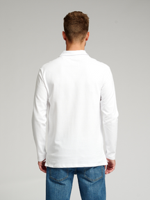 Muscle Long Sleeve Polo Shirt - White