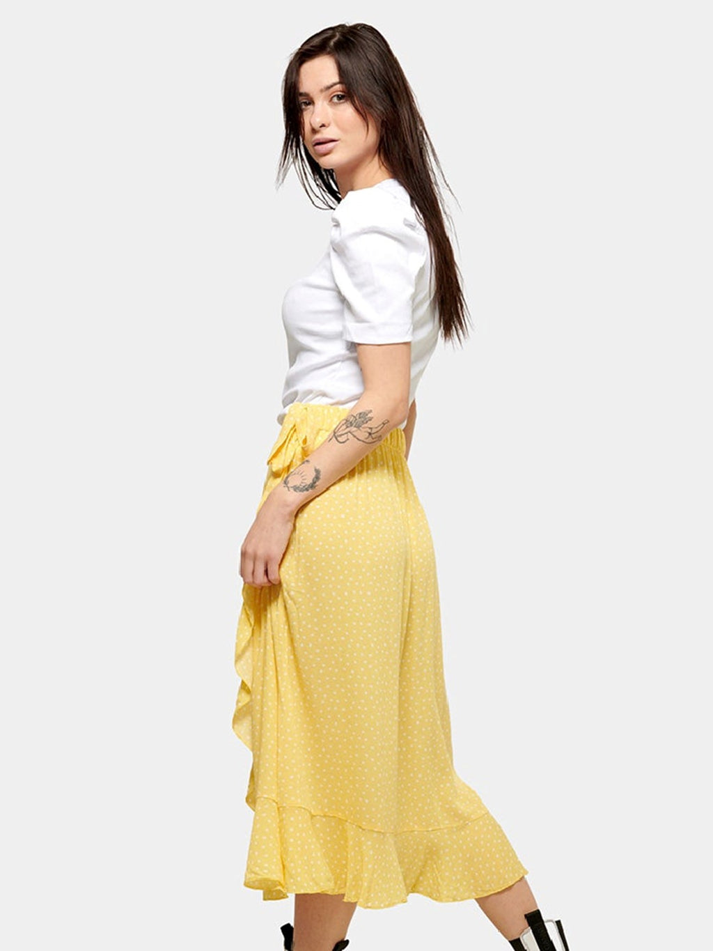 Anna dotted wrap skirt - Yellow