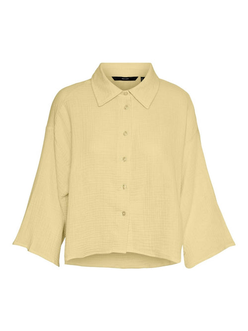Natali 3/4 Crop Shirt - Lemon Meringue - Vero Moda - Yellow