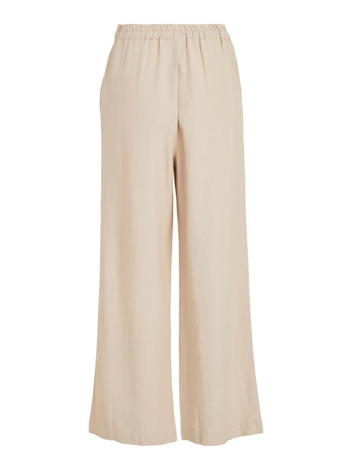Prisilla High Waist Wide Trousers - Cement - VILA - Khaki