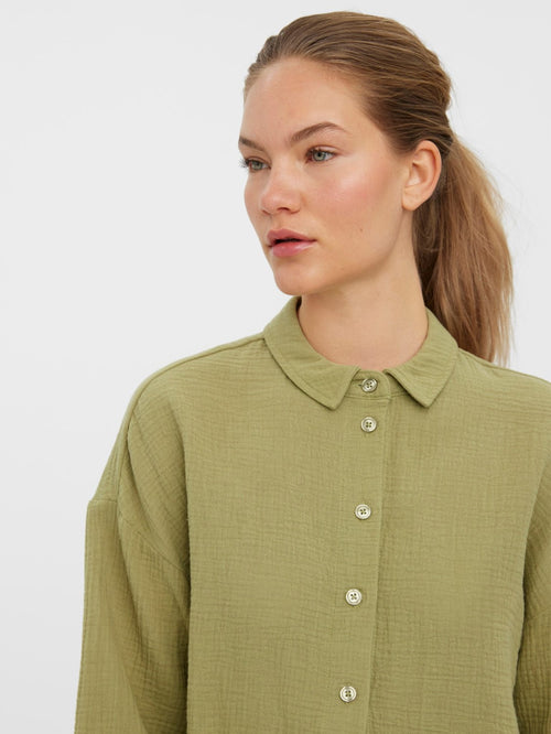 Natali 3/4 Crop Shirt - Sage - Vero Moda - Green