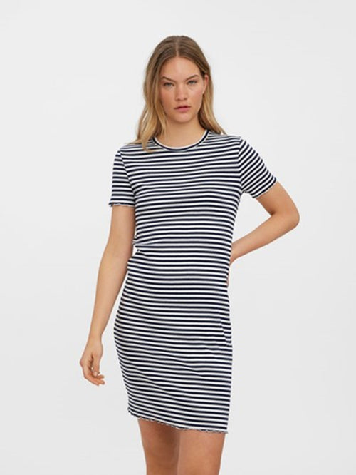 Vio Stripe Short Dress - Navy Blazer - Vero Moda - Blue