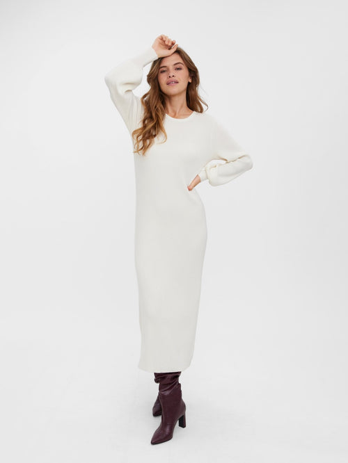 Valor O-Neck knit dress - Birch - Vero Moda - White