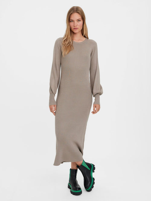 Valor O-Neck knit dress - Roasted Cashew - Vero Moda - Brown