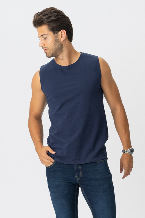 Sleeveless Tee - Navy