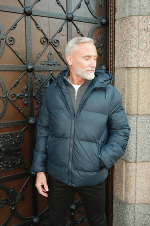 Coated Hooded Jacket - Navy