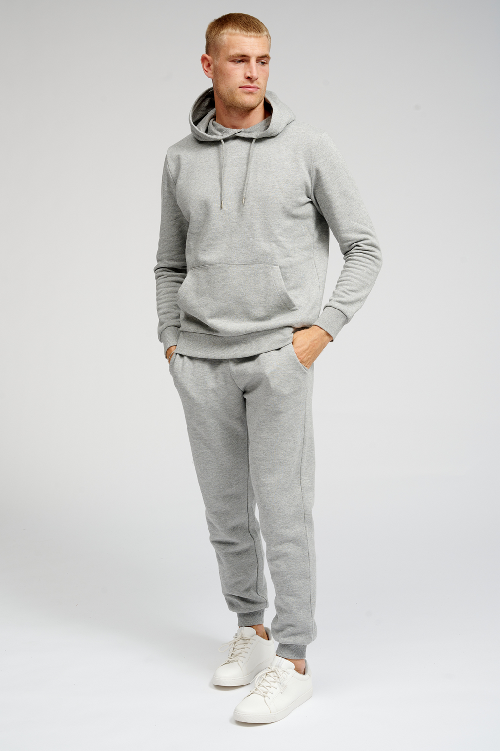 Basic Hoodie Sweat -  Light Grey Melange