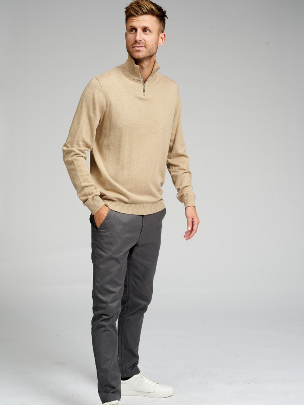 Basic Knit High Neck - Beige