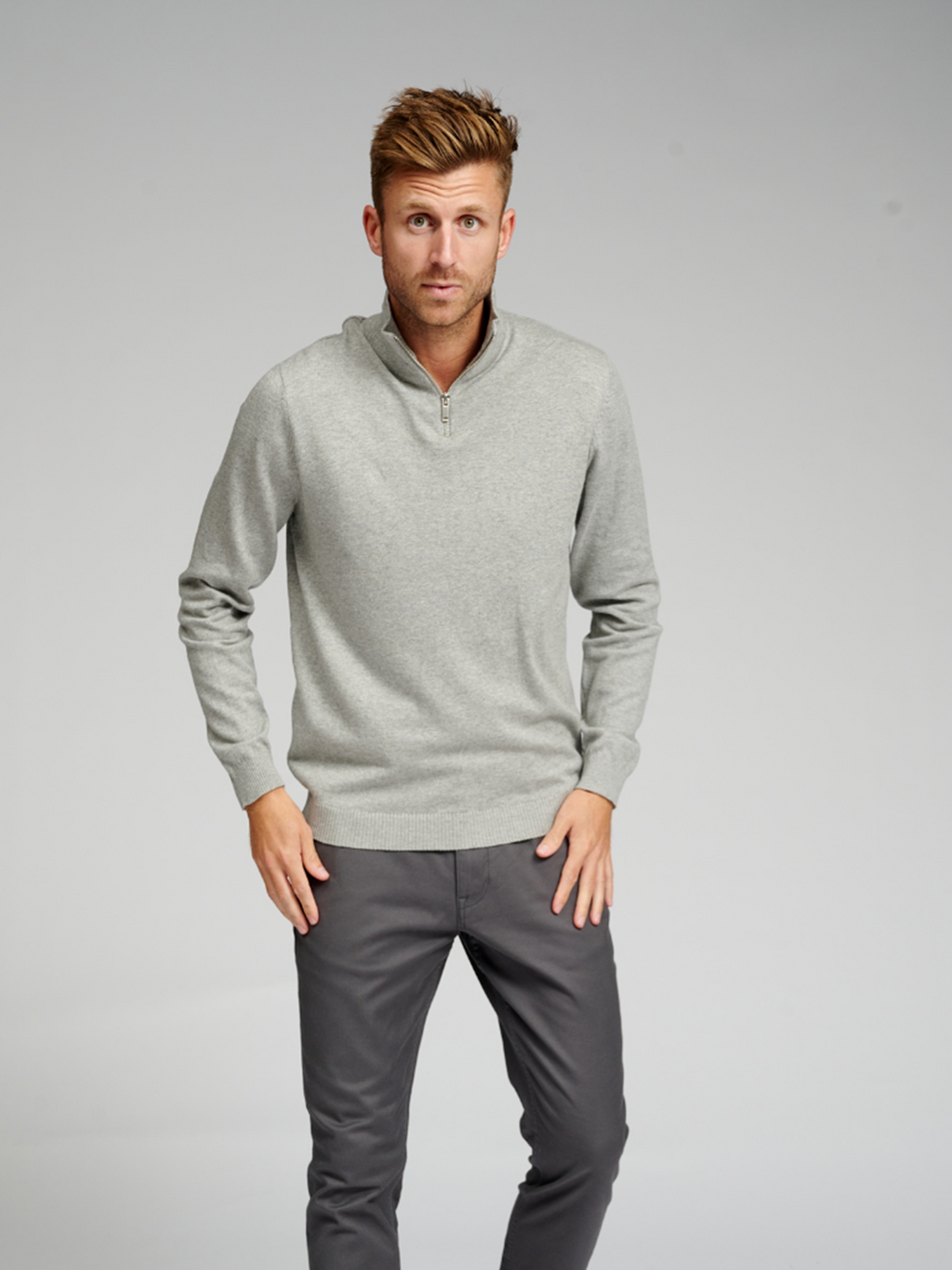 Basic Knit High Neck - Light Grey Melange