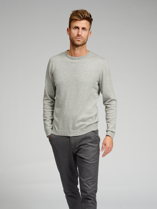 Basic Knit Crewneck - Lysegrå Meleret - TeeShoppen - Grå