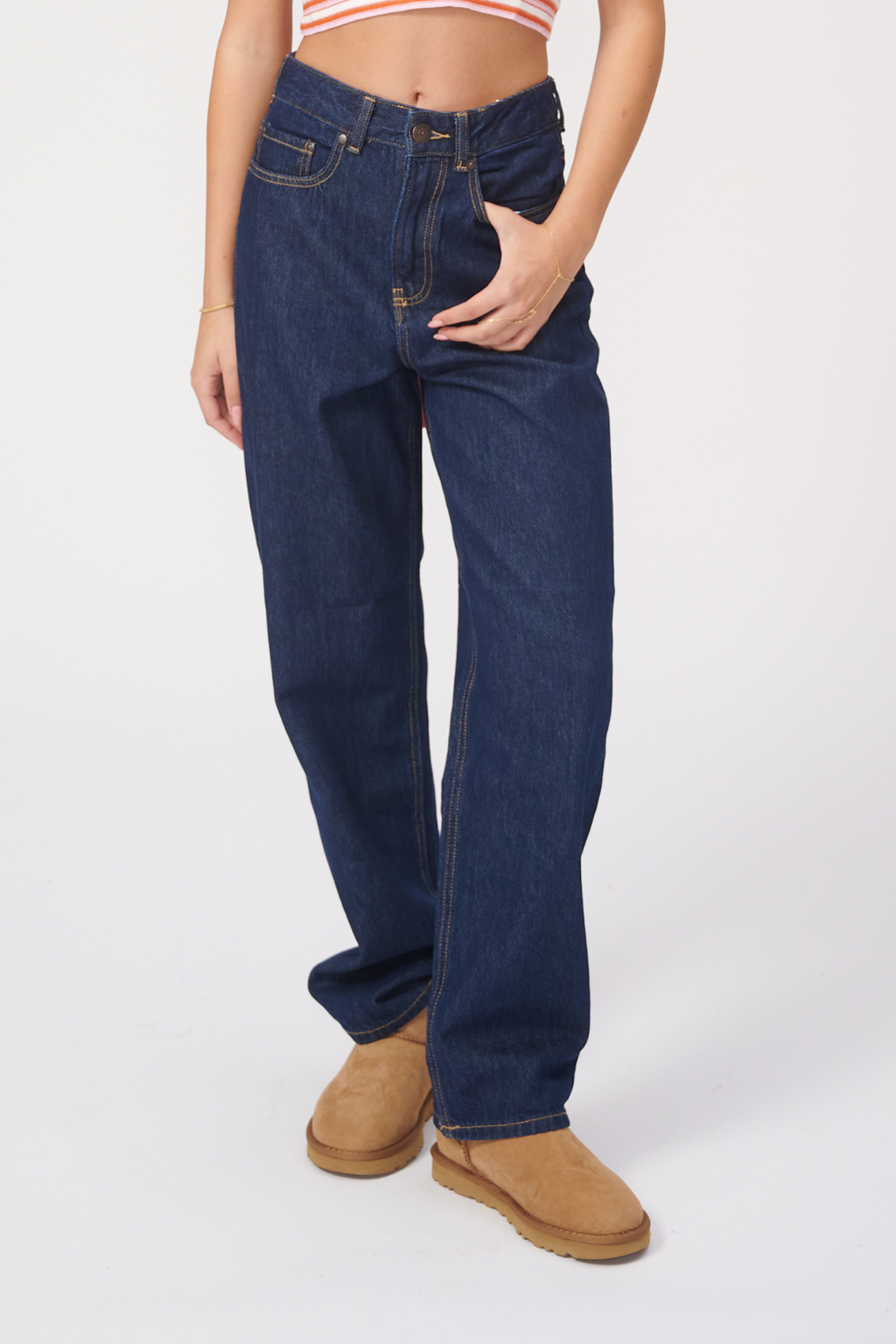 Performance Wide Jeans - Dark Blue Denim