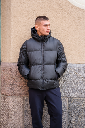 Coated Hooded Jacket - Black