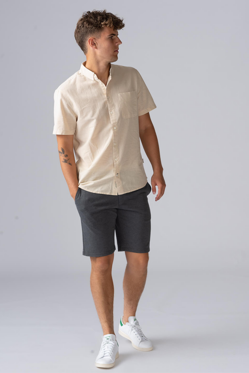 Short-sleeved Linen Shirt - Oyster Gray