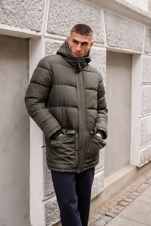 Long Puffer Jacket - Olive