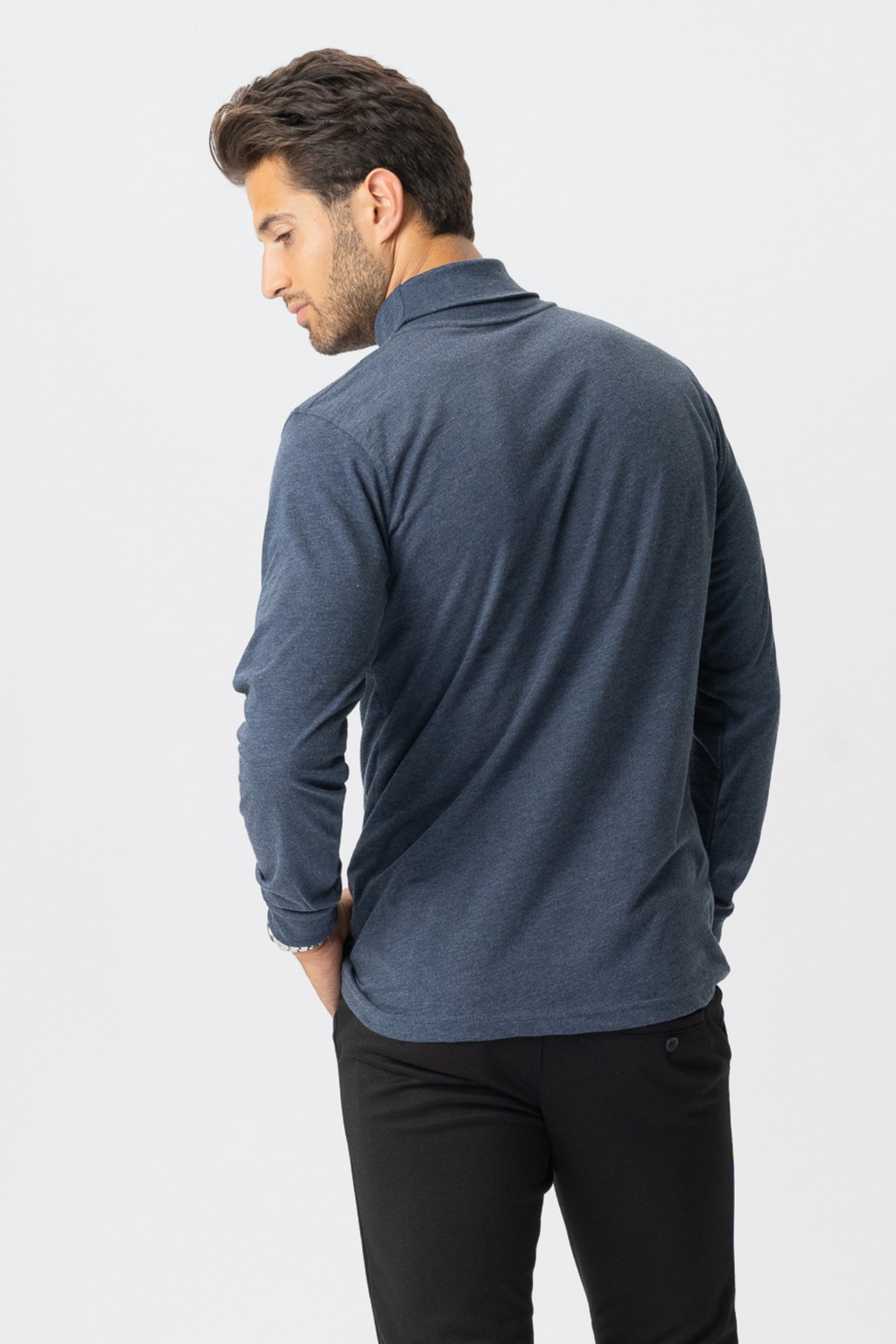 Rollneck jumper - Heather blue