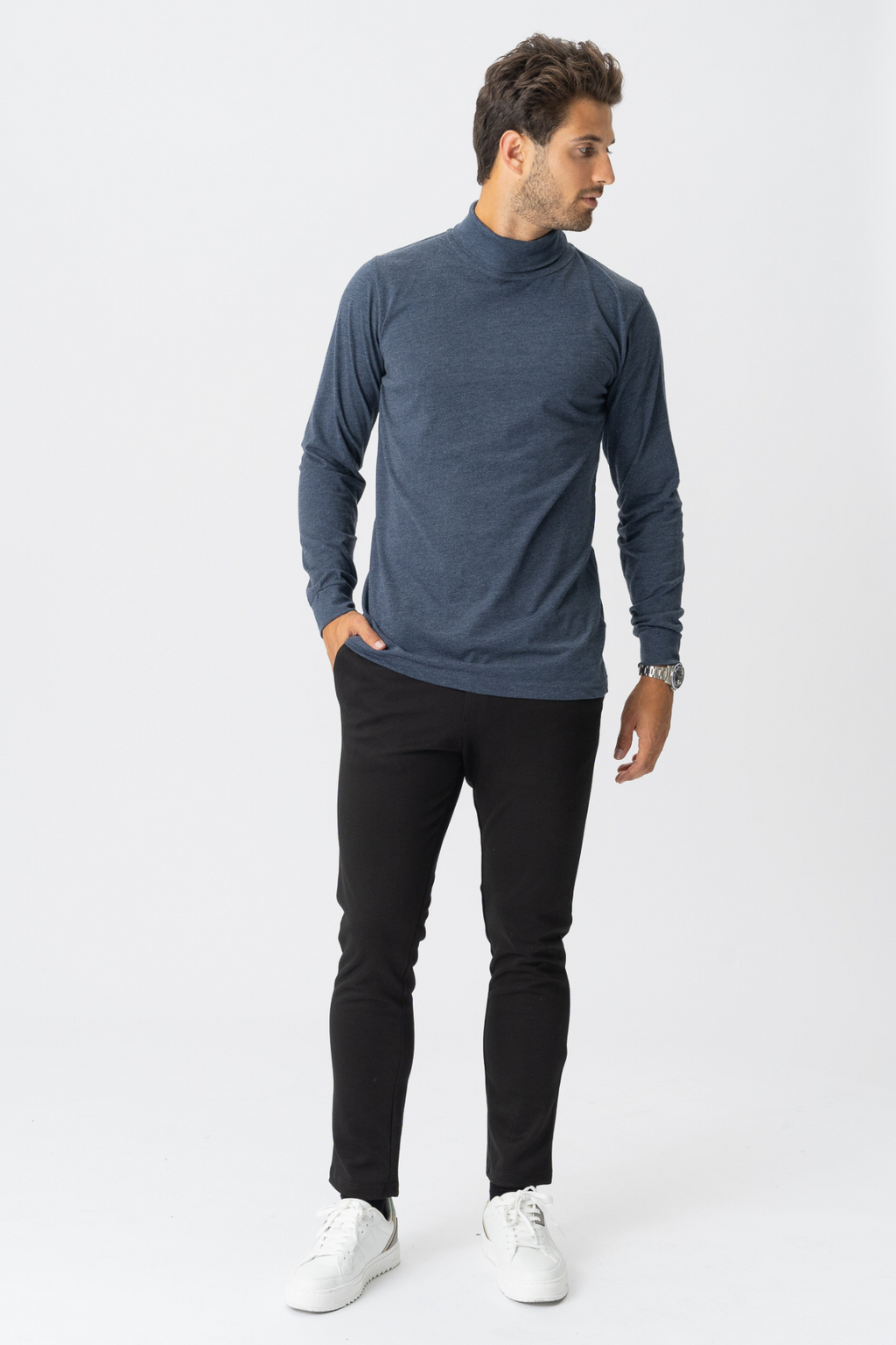 Rollneck jumper - Heather blue