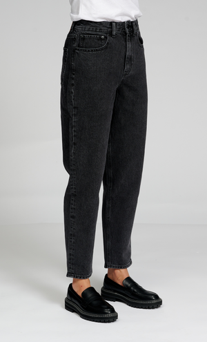 Performance Mom Jeans - Washed Black Denim