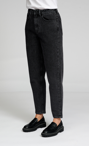 Performance Mom Jeans - Washed Black Denim