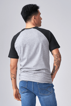 Basic raglan T-shirt - Black-Light Grey