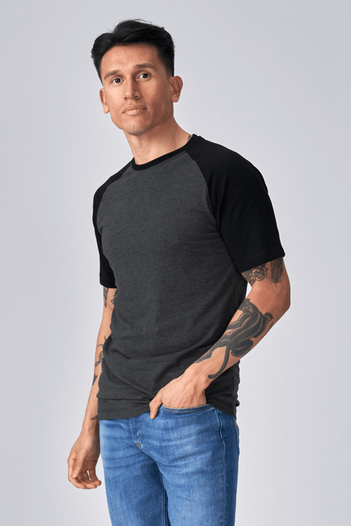 Basic raglan T-shirt - Black-Dark Grey