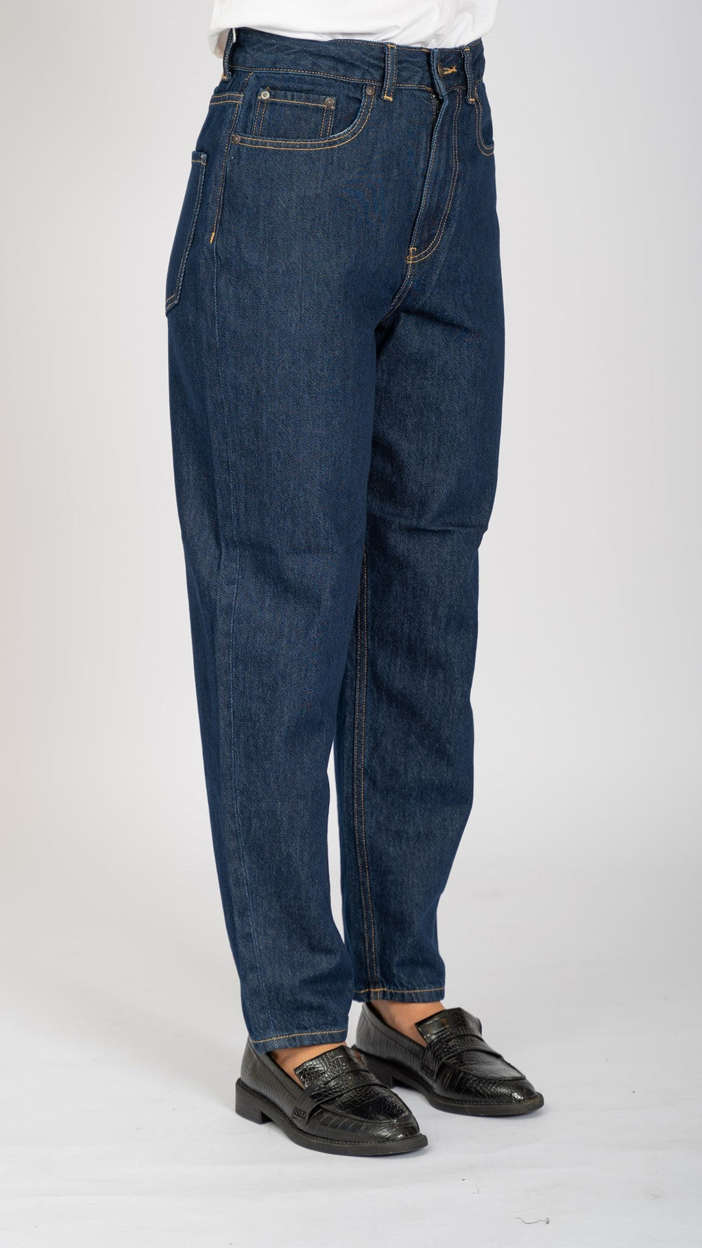 Performance Mom Jeans - Dark Blue Denim