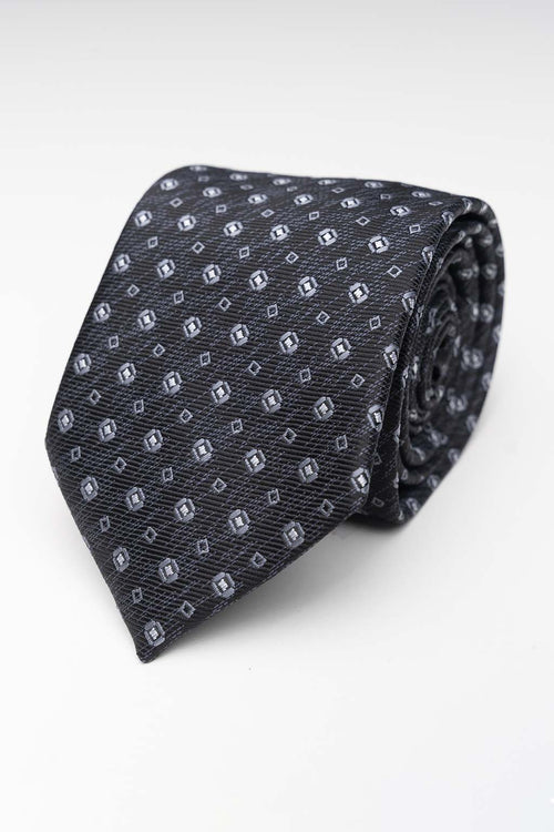 Tie - Gray/Black Dotted