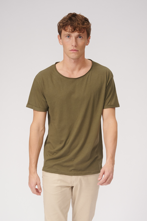 Deep Neck T-shirt - Olive Green