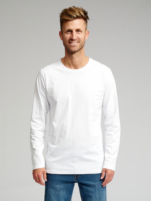 Basic Langærmet T-shirt - Hvid - TeeShoppen - Hvid