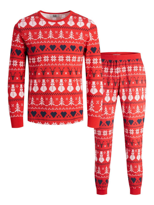 Snowflake Junior Pyjamas - Red - TeeShoppen - Red