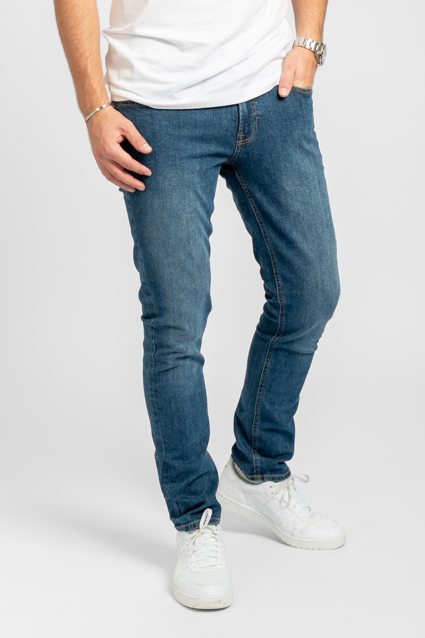 Performance Jeans (Slim) - Medium Blue Denim - TeeShoppen - Blue