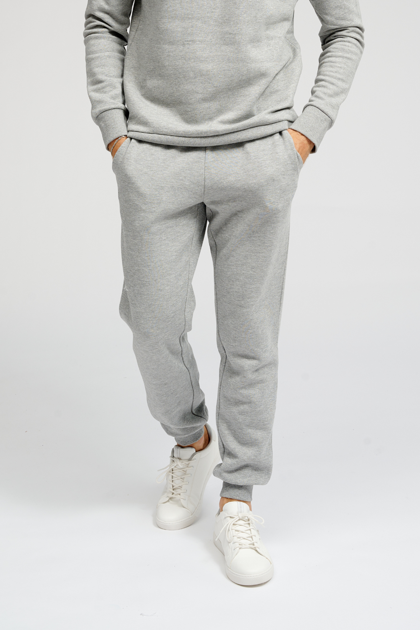 Basic Sweatpants -  Light Grey Melange - TeeShoppen - Grey